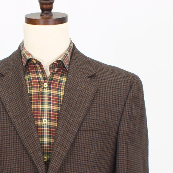 Chaps 38R Brown Blazer Sport Coat Jacket 2-Button Check Y561 - Picture 5 of 11
